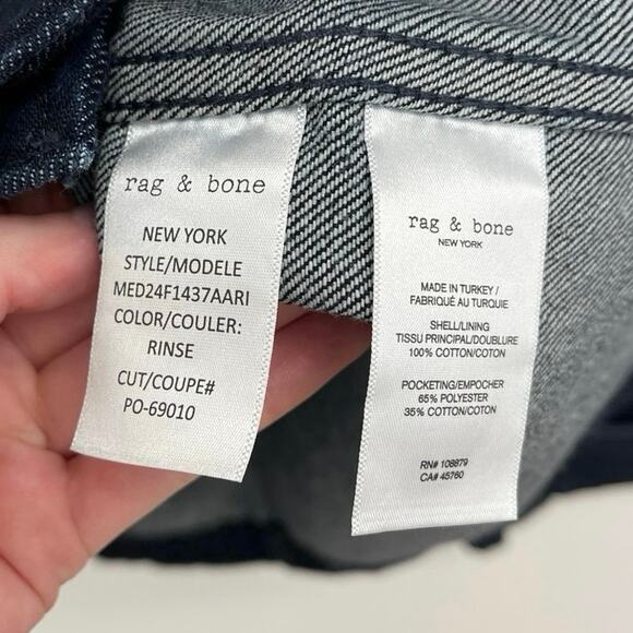 Rag & Bone Mercer Denim Dark Wash Chore Jacket Cotton Patch Pockets Designer XL - Picture 9 of 12